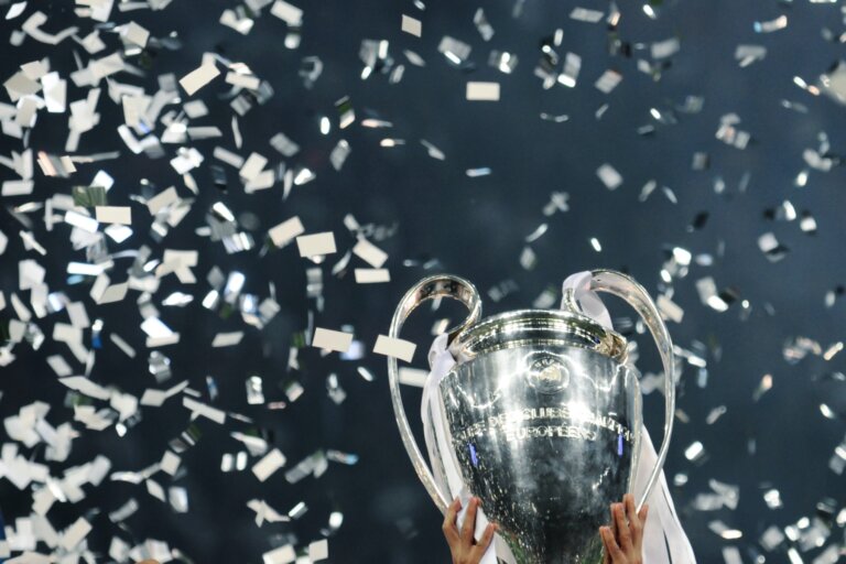 Let’s Talk Champions League Final 2021 Holding The Champions League Trophy With Confetti